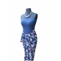 Wzorzysta spódnica plażowa chusta PAREO L/XL różowe kwiaty